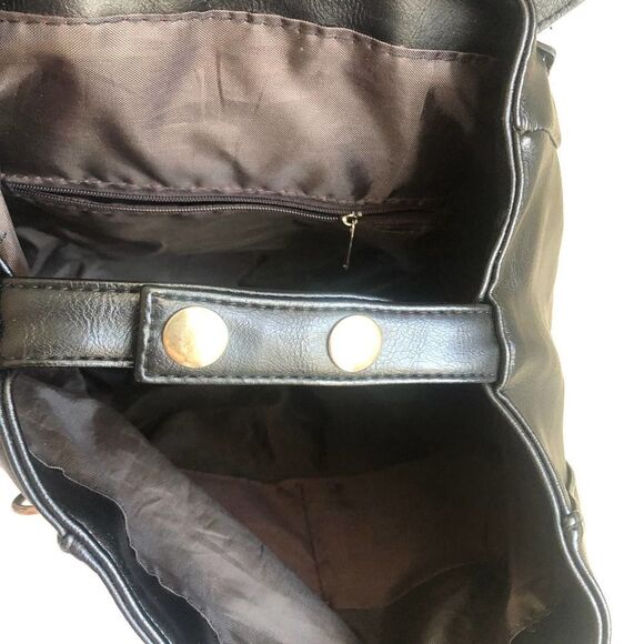 Black Leather Mini Backpack Bag Handbag - Picture 4 of 4